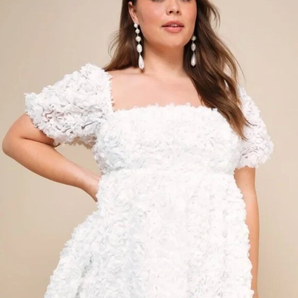 Lulu's Precious Passion White Floral Baby Doll Dress-XL - Picture 6 of 6